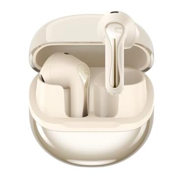 Imagem de SoundPEATS Air5 Fones de ouvido sem fio com redução de ruído ambiental adaptável, fones de ouvido Bluetooth 5.4 com 6 mics, controlador de 13 mm, redução de ruído AI e CVC V8.0, 30 horas (amarelo)