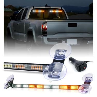 Imagem de LUMENIX Barra de luzes estroboscópicas de aviso de trânsito para caminhões de trabalho, 96 LED de veículos de construção de emergência, janela dianteira/traseira, para-brisa, aviso de segurança, pisca