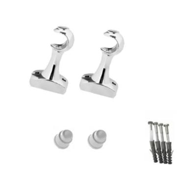 Imagem de Suporte P/ Cortina Varão 19mm C/ Ponteira Cromado Kit Com 2
