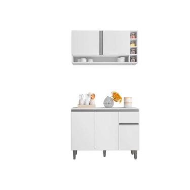 Imagem de Kit Armario de Cozinha e Balcão Vanessa  de 1,00cm C/ Tampo Branco - Montanaris Decor