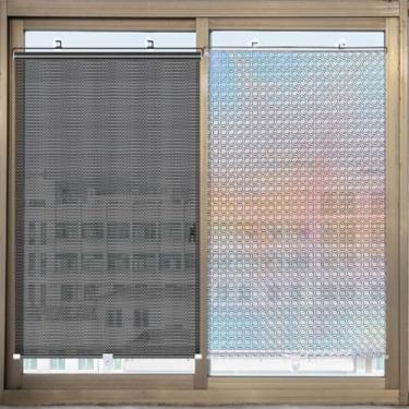 Imagem de Cortinas de rolo blackout com ventosa, persiana retrátil sem perfuração, persianas de sol multifuncionais para portas e janelas, adequadas para quarto, sala de estar e cozinha (1 peça) (Cor: Prata, Si