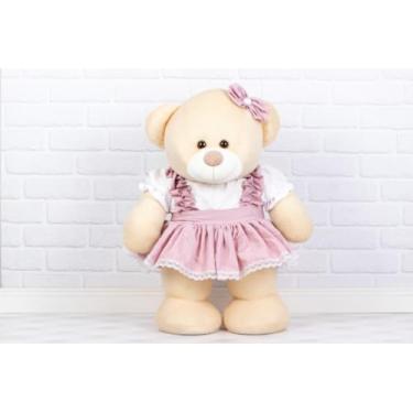 Imagem de URSO DE PELUCIA GIGANTE 60 CM FIXO EM PÉ PARA DECORAÇÃO (CAMPONESA ROSE)