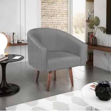 Imagem de Poltrona Decorativa Sala de Estar Recepção Luiza Pés Palito Suede Cinza - Amarena Móveis