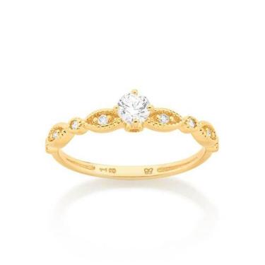 Imagem de Anel de noivado solitário banhado ouro 3x 24k 18k e 22k feminino 15 an