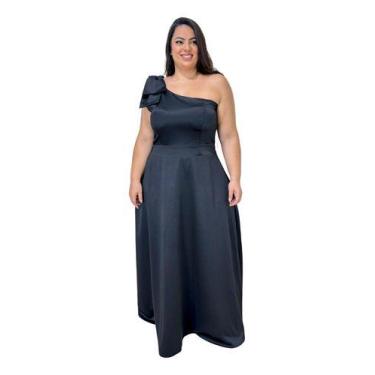 Imagem de Vestido Festa Longo Plus Size De Um Ombro Só Laço + Gravata - Lia Bent