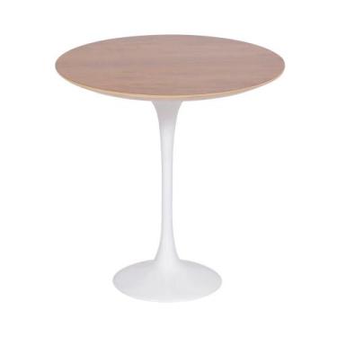 Imagem de Mesa Saarinen Lateral Oval Imbuia 57x38cm - Base Branca - mgsaarinen