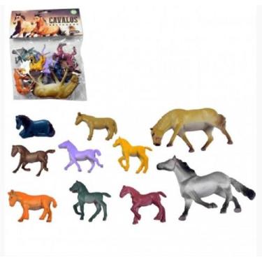 Imagem de Combo 10 Cavalo Borracha Pequeno Animal Ponei Top Fenda - Ark Toys