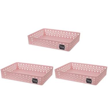 Imagem de Kit 3 Cesto Organizador Rattan Multiuso Armário Gaveta Lavanderia G (3