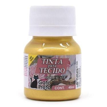 Imagem de Tinta para Tecido Metálica Gato Preto 40ml, 300 OURO