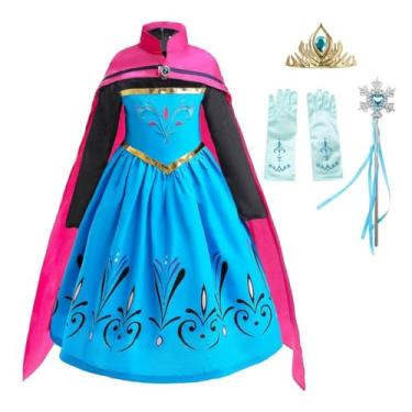 Imagem de Dressy Daisy Fantasia de princesa do gelo para meninas da coroação da rainha da neve com capa, roupa de festa de Natal de Halloween, Manga comprida (vestido com acessórios), 3-4 Anos