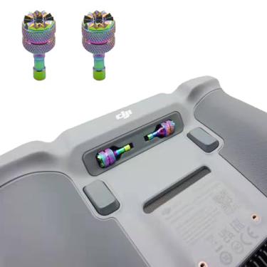 Imagem de debous 2Pcs Colourful Adjustable Joystick for DJI RC/RC 2 Remote Controller with Screen(NOT for RC-N1 RC-N2), DJI Air 3 /Mini 4 Pro/Mini 3 Pro/Aluminum Metal Control Thumb Stick Rocker Handle
