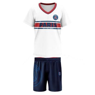 Imagem de Conjunto PSG Torcedor - Camisa Wit + Short - Infantil, 8, Branco, Azul