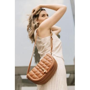 Imagem de Bolsa de couro feminina caramelo Marina - Zaia