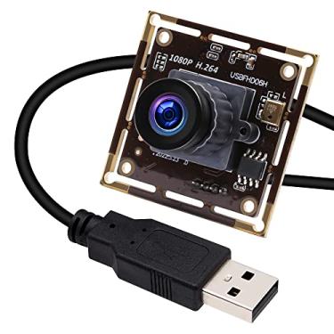 Imagem de ELP Câmera USB de baixa luminosidade 2MP 1080p Sony IMX323 Módulo de câmera USB com microfone, placa de webcam integrada com lente grande angular de 2,1 mm, câmera de computador USB industrial de alta