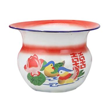 Imagem de Kisangel 1 pç panela de cama Spittoon xixi para mulheres panela de xixi noturna balde de vaso sanitário portátil para mulheres vaso de flores vintage prático penico esmalte feminino mictório à moda