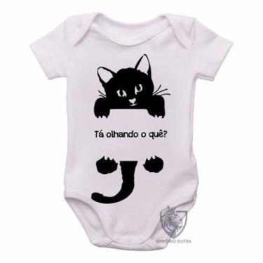 Imagem de body nenê criança roupa bebê Gato tá olhando o quê - Empório Dutra, P 