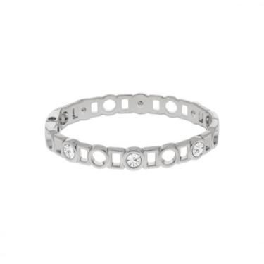 Imagem de Bracelete Minimalista Elegante Vazado Cravejado  - GEMERSON BIJOUX, Pr
