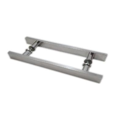 Imagem de Puxador H duplo 50x40cm reto barra chata para porta de vidro e portão 