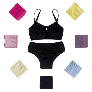 Imagem de Kit 8 Conjunto Calcinha E Sutiã Infantil Juvenil De Menina Confort Lis
