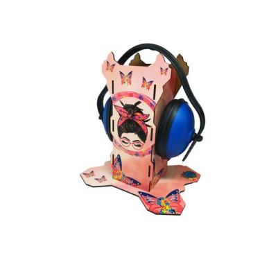 Imagem de Suporte para Abafador de Ruidos Fofinho com abafador Azul para Autista