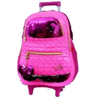 Imagem de Mochila Escolar Carrinho Lantejoulas + Chaveiro Paetes m3982 - PLAT1