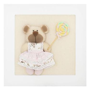 Imagem de Quadro Decorativo Ursinha Com Pirulito Quarto Bebê Infantil - Potinho 