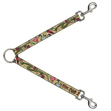 Imagem de Buckle-Down Divisor de correia para cães Live Hard Die Young Tan 3,1 cm de comprimento 2,5 cm de largura