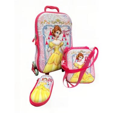Imagem de Mochila escolar com rodinhas princesas + estojo e lancheira - Dubai