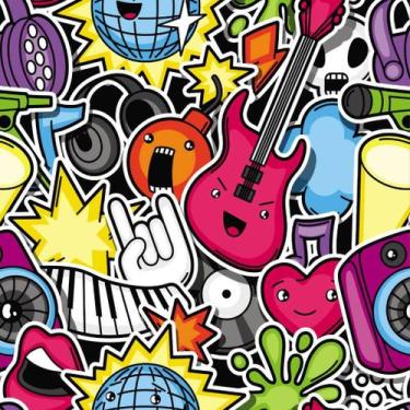 Imagem de Papel de Parede Temático Musical Elementos Instrumentos 3,3m - DEKAL D