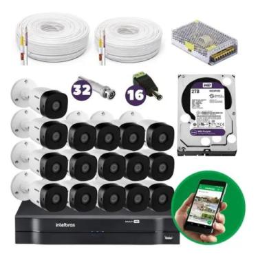 Imagem de Kit 16 Câmeras Segurança Intelbras Full Hd 1080p 1220b + 2tb