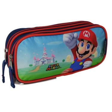 Imagem de Estojo Penal Escolar Super Mario Duplo 02 Divisórias Original Licencia