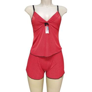 Imagem de Baby Doll Conjunto Pijama Feminino Adulto - Wju Jeans, Vermelho, M