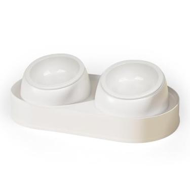 Imagem de Conjunto de tigela de comida e água para gatos, tigelas elevadas de cerâmica, tigelas elevadas e inclinadas para gatos e cães pequenos