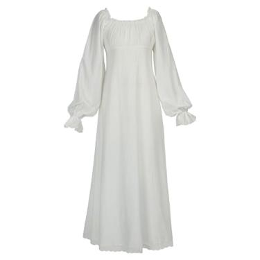 Imagem de daizbella Medieval Renaissance Chemise Dress White Retro Medieval Dress Renaissance Costume for Women