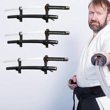 Imagem de BYTOTU Suporte de Parede para Espada de Samurai-Suporte de Parede para Katana-Suporte de Parede para Espada-Suporte de Parede para Espada de Samurai de 2 Camadas-Suporte de Parede para Espada-Suporte