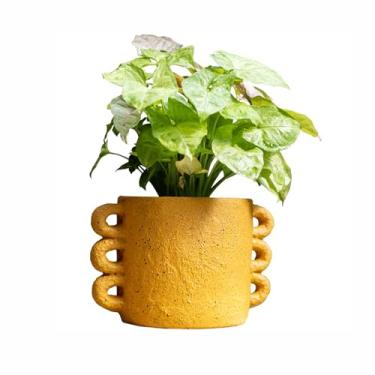 Imagem de LANDENGWANG Vasos de flores de cimento estilo nórdico, suporte de plantas de interior para plantas, vaso de orquídea, vasos duráveis para decoração de interiores, vasos de plantas para casa e