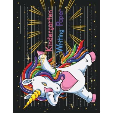 Imagem de Unicorn Kindergarten Writing Paper Landscape Horizontal Notebook: Preschool Writing Paper with Lines for kids, Lined Paper for Kindergarten Writing, ... pages for Kids Age 2-8, 8.5 x 11 inches large