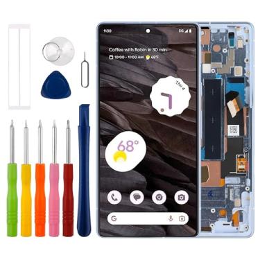 Imagem de Duotipa [Suporta impressões digitais [azul com moldura] Display OLED Touch Screen Digitalizador Substituição para Google Pixel 7A com kit de ferramentas de reparo técnico