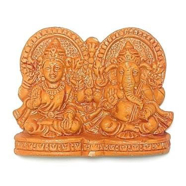 Imagem de ASHIRWAD Estátua Soil Ganesh Lakshmi, Earthen Mitti Mati, para Diwali Puja, Ídolo de Templo de Decoração de Casa (6 cm)