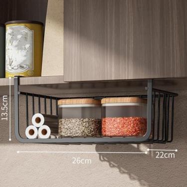 Imagem de Cesta de Armazenamento Sob a Prateleira, Cesta de Arame Toda de Metal Sob a Prateleira Com Espaço Espaçoso, Design Suspenso, Fácil de Limpar, para Cozinha, (M)