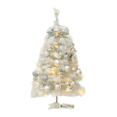 Imagem de Árvore de Natal artificial iluminada para mesa, pequena árvore de Natal, presente decorativo de Natal para festa, lareira, prateleira, bar, 45 Centímetros