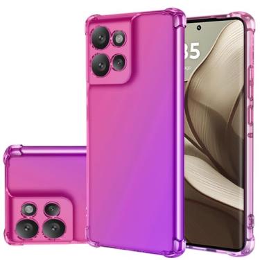 Imagem de Gufuwo Capa para Motorola Edge 50, capa fofa para Moto Edge 50, meninas, mulheres, gradiente, fina, antiarranhões, capa protetora à prova de choque para Motorola Edge 50 rosa/roxo