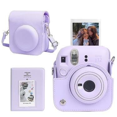 Imagem de CAIYOULE Capa Mini 12 Roxa, Capa Para Câmera Fuji Instax Mini 12, Bolsa De Transporte De Couro Pu Com Mini Álbum De Fotos De 64 Bolsos - Roxo Lilás