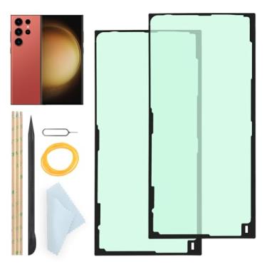 Imagem de Pacote com 2 adesivos para tampa da porta da bateria traseira para Samsung Galaxy S23 Ultra Back Battery Door Cover Fita adesiva para Samsung Galaxy S23 Ultra Adesivo com ferramentas de reparo