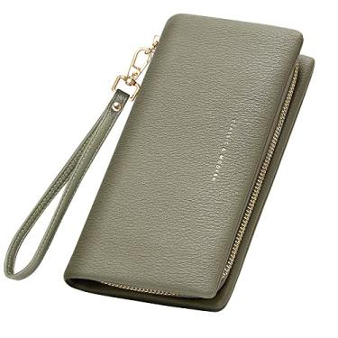 Imagem de YOUBDM - Carteira Feminina Clutch Wristlet Suporte para Celular com Alça de Pulso, Verde, 4 cm x 10.5 cm x 20 cm