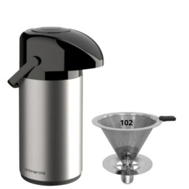 Imagem de Kit Garrafa térmica 600ML Inox Verona + Coador de Inox Filtro de café 
