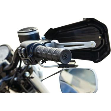 Imagem de Kuryakyn 6673 Dillinger Grips de guidão para controle de aceleração de cabo duplo: motocicletas Harley-Davidson 1996-2019, preto acetinado, 1 par