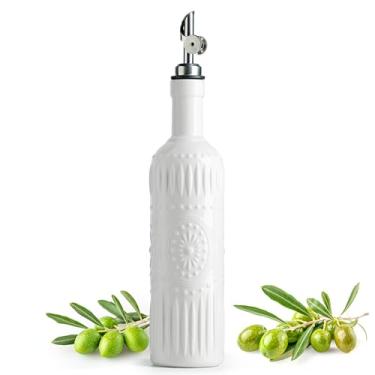 Imagem de LYEOBOH Dispensador de óleo para cozinha, frasco dispensador de azeite de oliva de 500 ml com bico antigotejamento, frasco dispensador de vinagre de cerâmica para cozinhar, molho de soja, xarope de