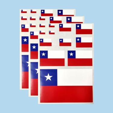 Imagem de Ruoming Ruoming Conjunto de adesivos de bandeira nacional de 3 peças, vários tamanhos, 3 folhas (Chile)