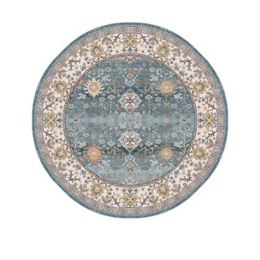 Imagem de HJZSZX Tapete redondo vintage, tapete decorativo artístico para sala de estar, fácil de limpar, lavável, sofá, quarto, tapete de brincar, YY008, I, diâmetro 160 cm